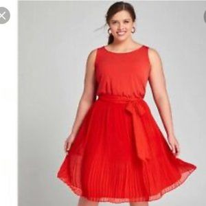 Red Lane Bryant Pleated Fit and Flare Dress 22/24